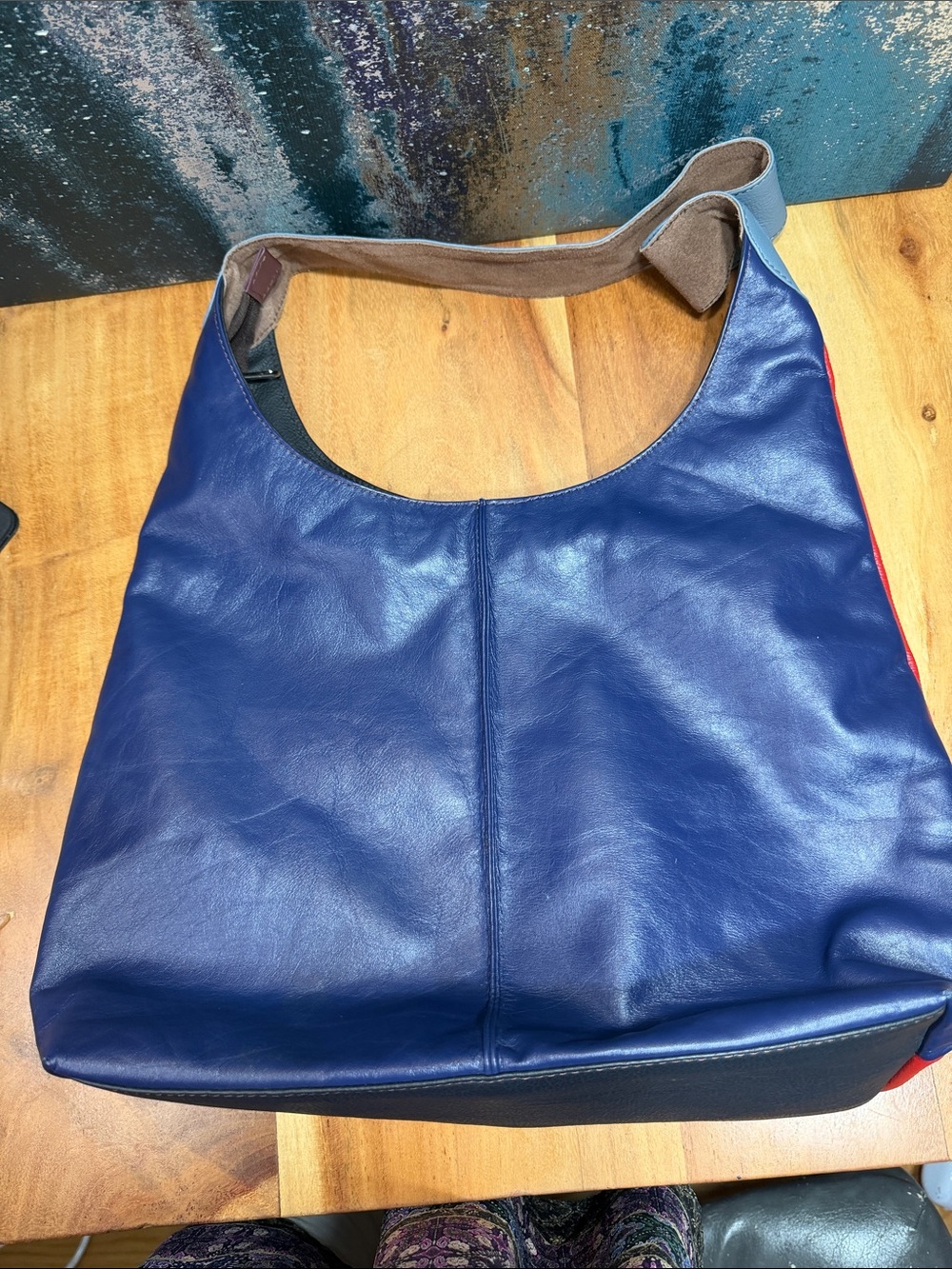 Soruka Minimalist 2010’s Colorblock Genuine Leather Hobo Bag EUC - Picture 6 of 12